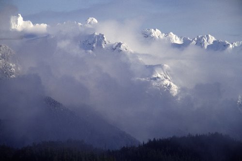 Telephoto view of Mt Mariner seen from Tofino by Adrian Dorst