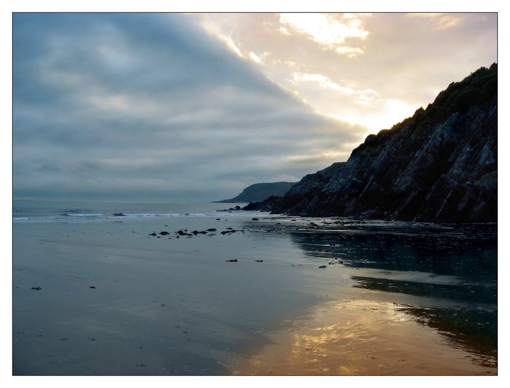 Evening light, autumn, Caswell Bay by Desmond Riordan