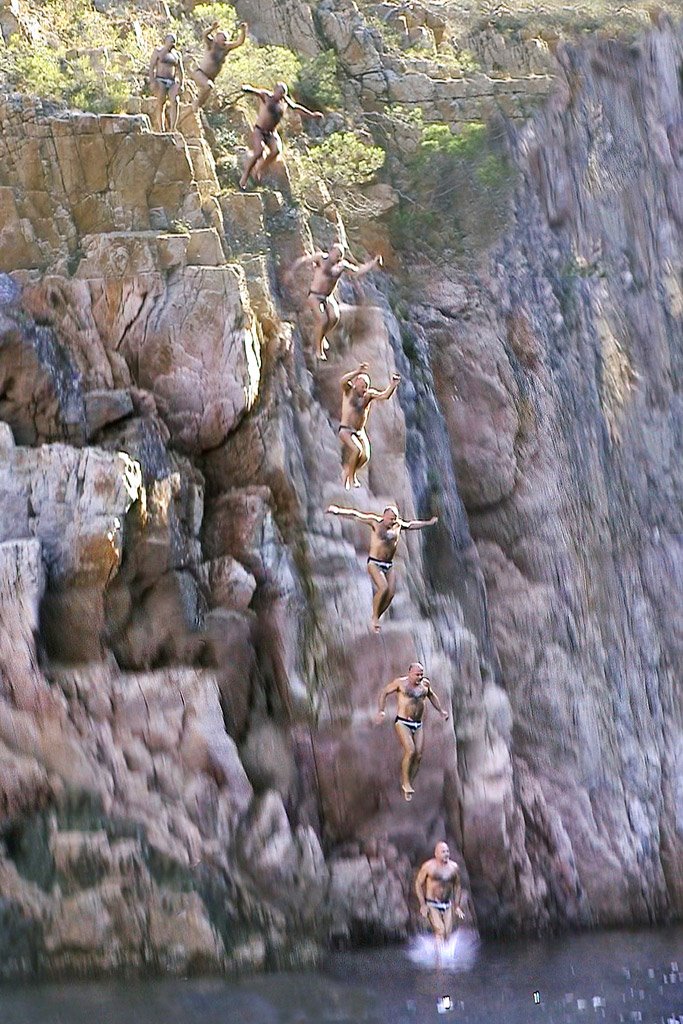 Jump in Costa Brava (under the Parador de Aiguablava) by alberto mayer