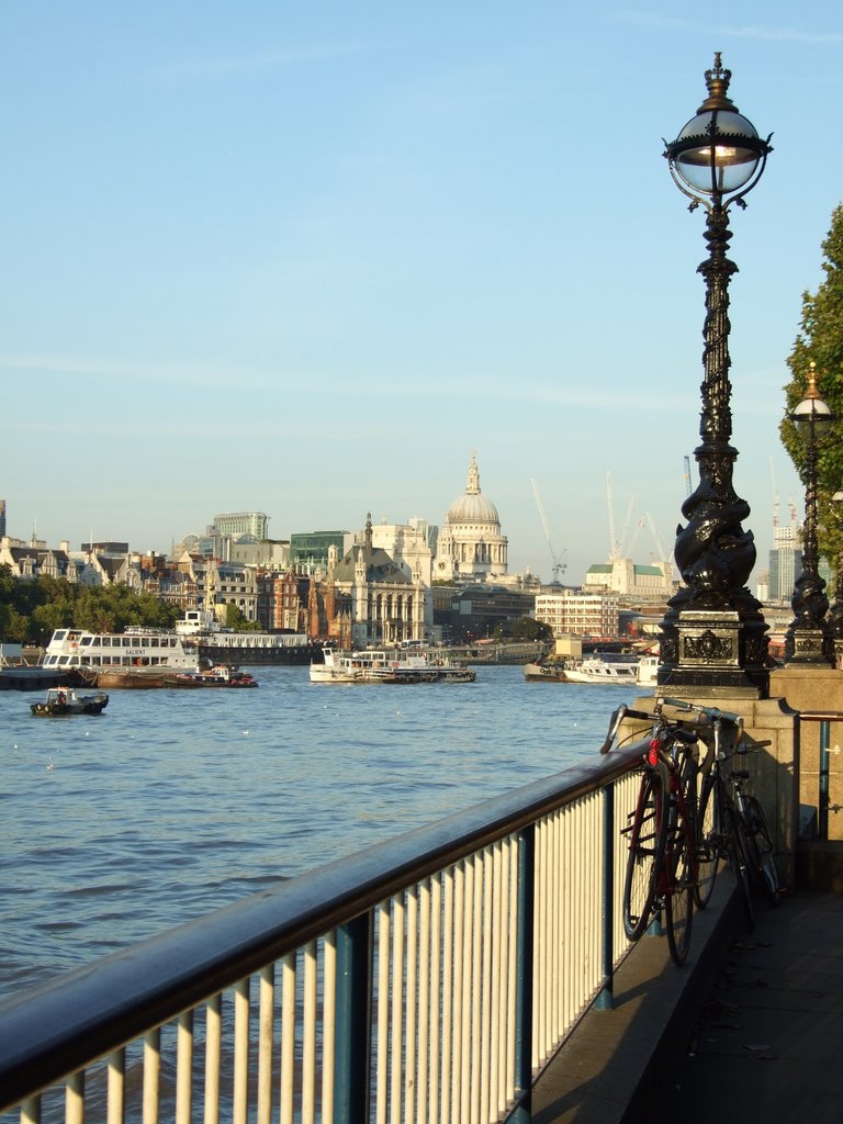 River Thames and St. Paul's Cathedral from the South Bank, London by John Goodall