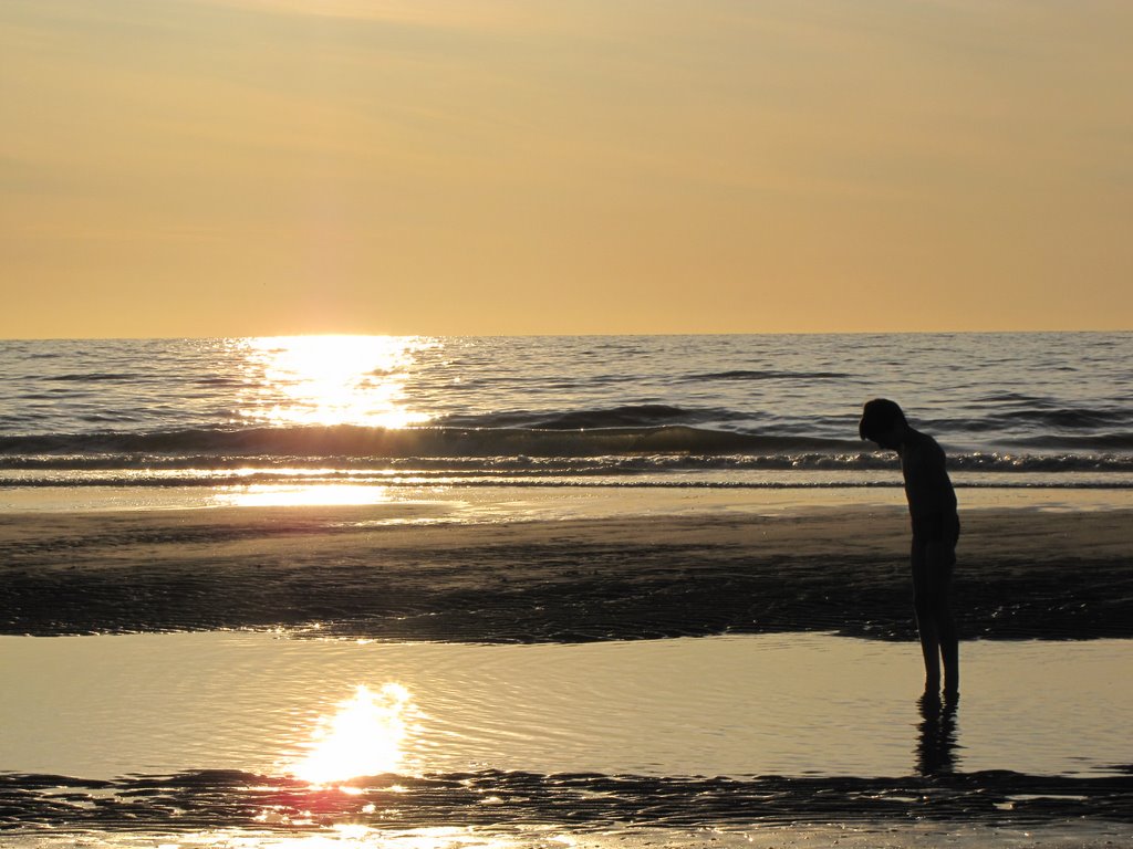 My son at sunset @ Noordwijk ===> november contest by Jacqueline B