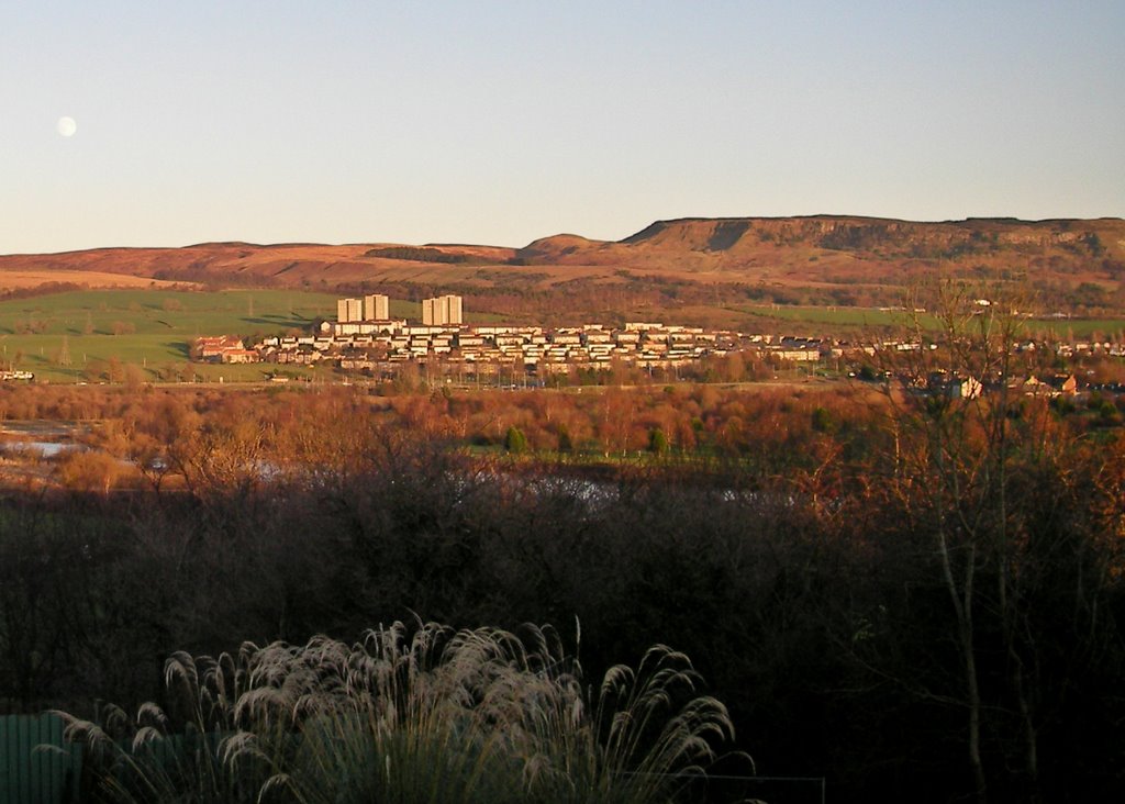 Moon and sunshine over the Crags by David C Ferguson