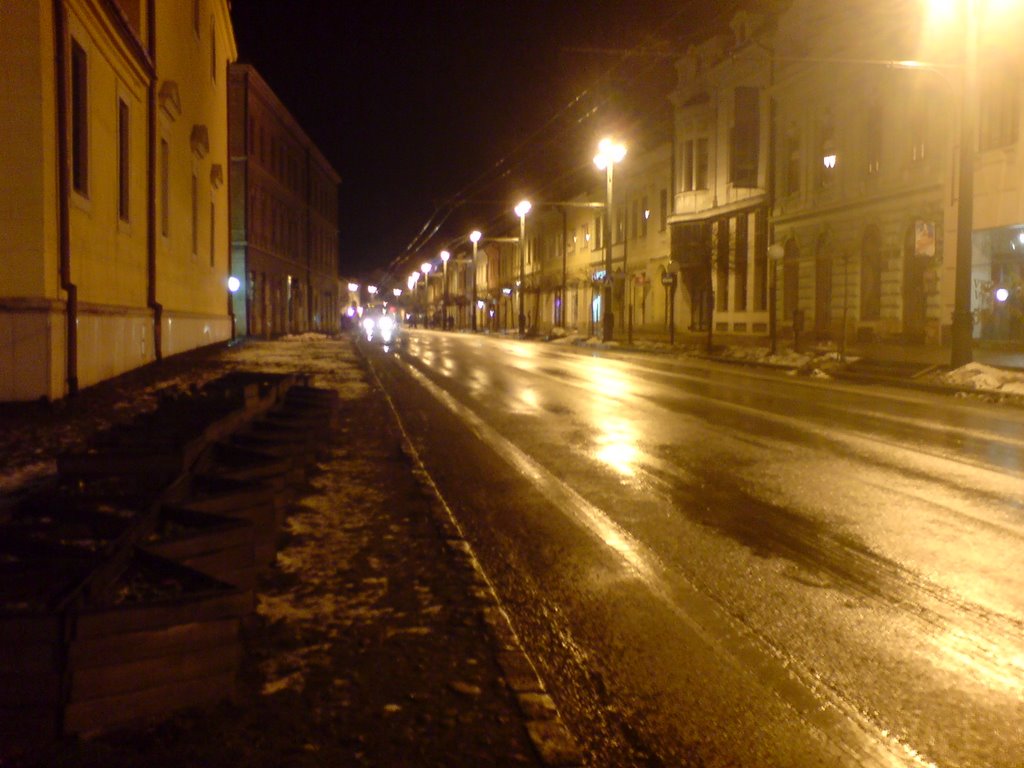 The centre of Prešov at night, view to Trojica by TvojTatko