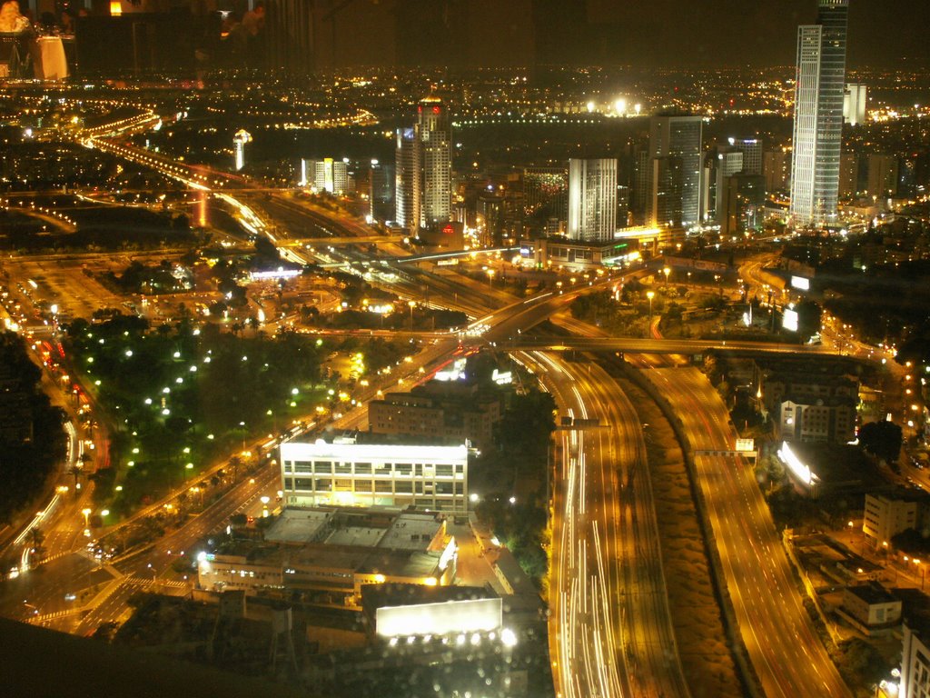 Night view on Tel-Aviv from Azrieli towers by George Kesaev