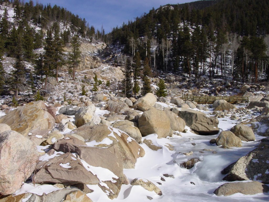 Frozen Waterfall on Old Fall River Road, Rocky Mountain NP, Feb 2003 by Michael Stuckey