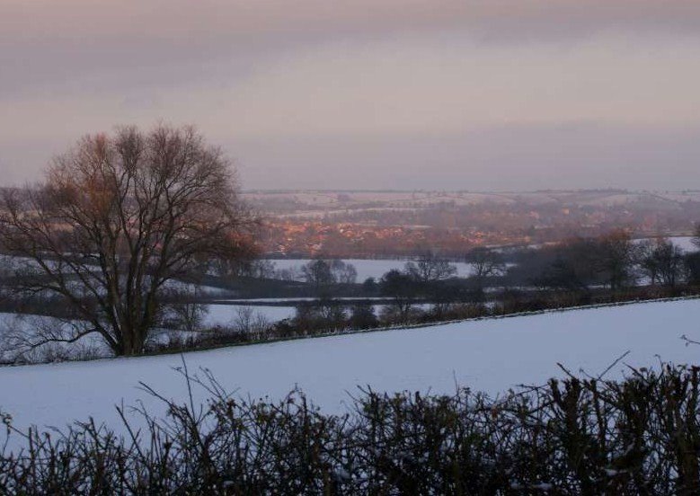 Winter Woodborough Nottinghamshire from Hungerhill Lane by David Colyer