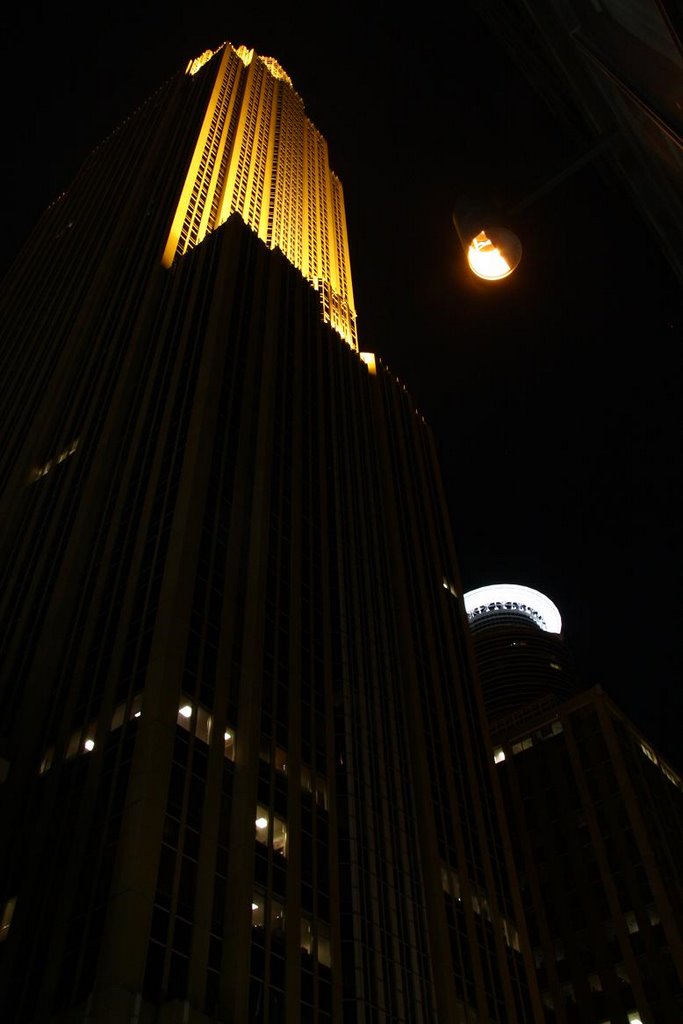 Wells Fargo tower at night, January 2010 by dennislad