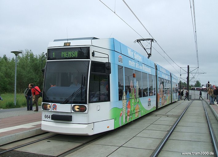 NGT6 Nr.664 an der Haltestelle "Platz der Freundschaft" by tram2000