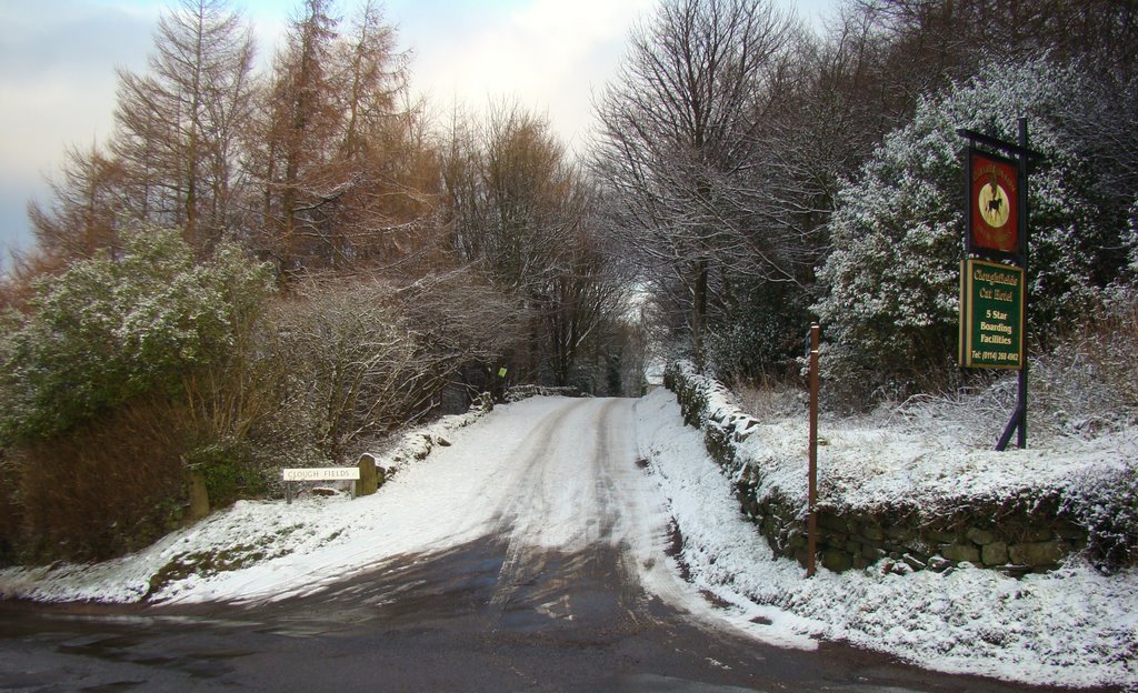 Looking along a snowy Clough Fields, Sheffield S10 by sixxsix