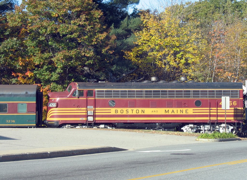 USA - NH. White Mountain Area. The Conway Scenic Rail crossing the US 16 in North Conway. 3 of 3. by ®mene