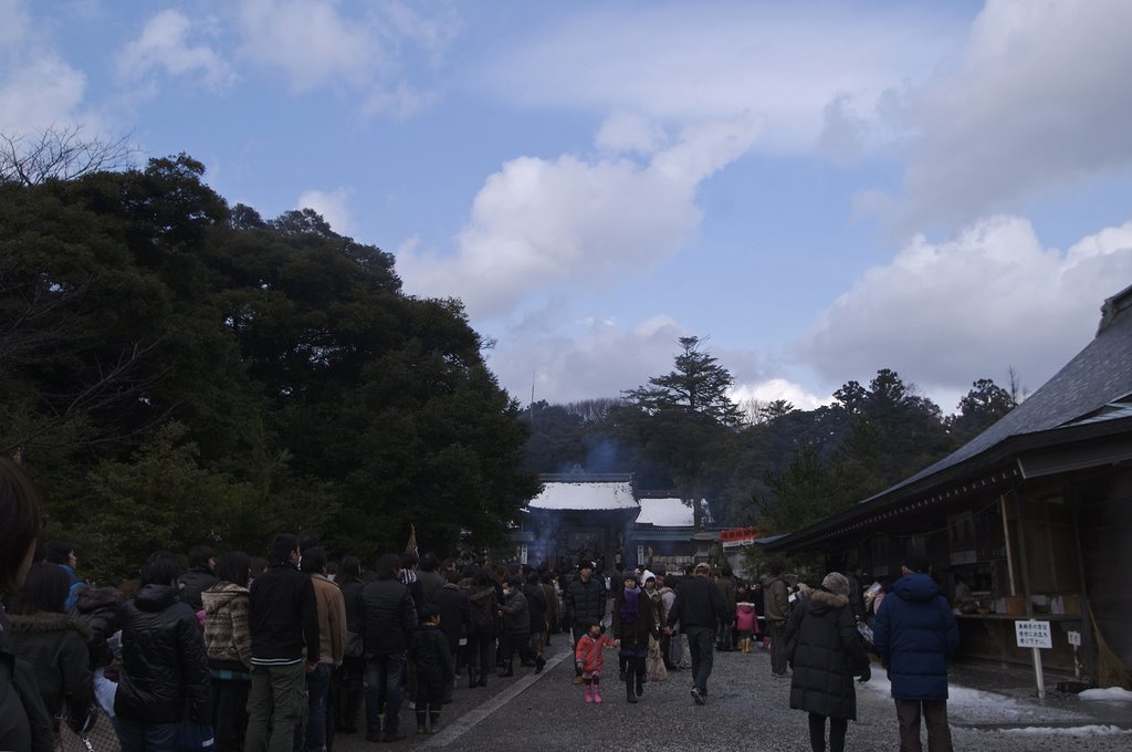 気多大社 﨓の森と参道 Keta shinto shrine. Forest (of Machilus thunbergii ) and many worshipper. by miyo0117