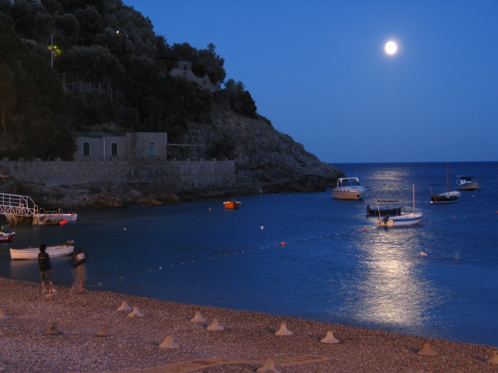 Nerano: Marina del Cantone at moonlight from ristorante Le Sirene by fabrizio.reale