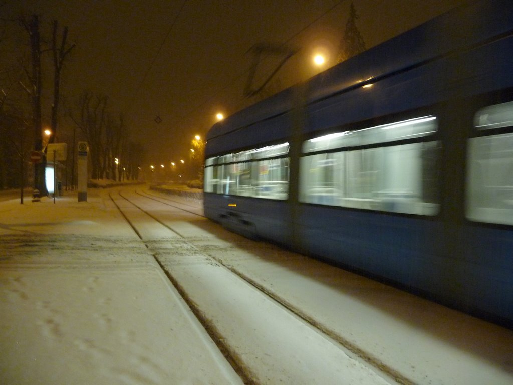 Tram & snow by Valentina Toth