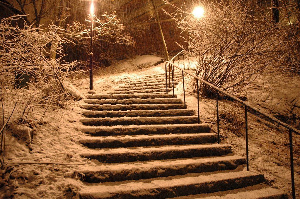 Stair to the church of Högalid - winter by alex_bouillat