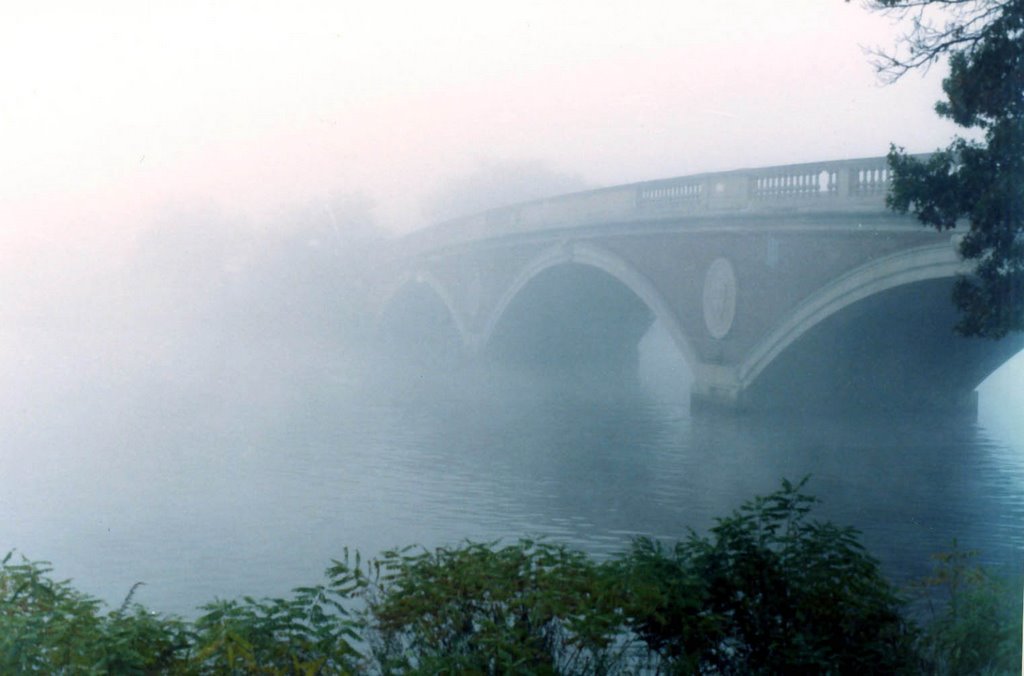 Weeks Bridge in Fog by aengdu lafayette reservoir