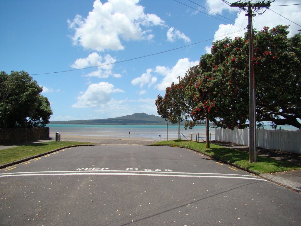 Rangitoto island and pohutukawa in bloom by Himitsu74