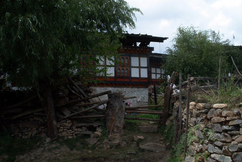 Typical Bhutanese house in Ura, Bumthang by Bob Witlox