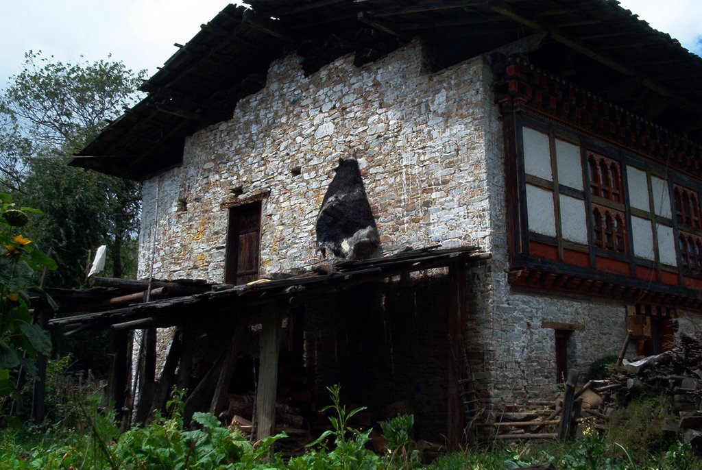 Typical Bhutanese house in Ura, Bumthang by Bob Witlox