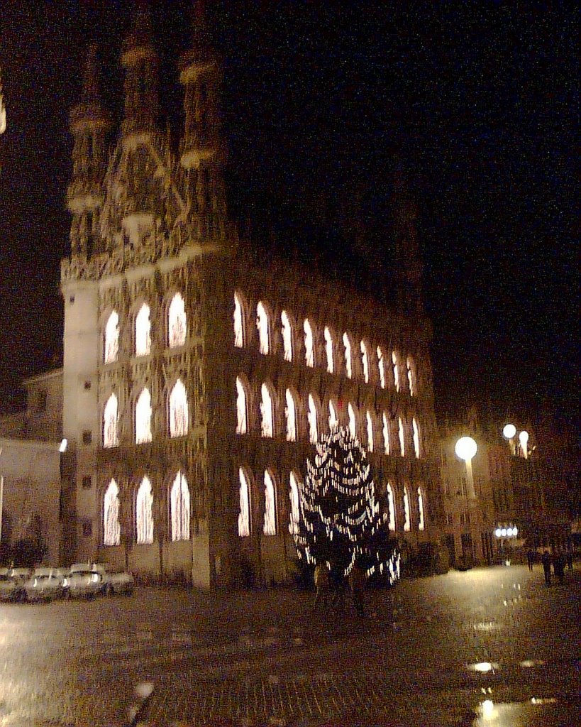 Leuven - Stadhuis op nacht Kerstperiode by josh84