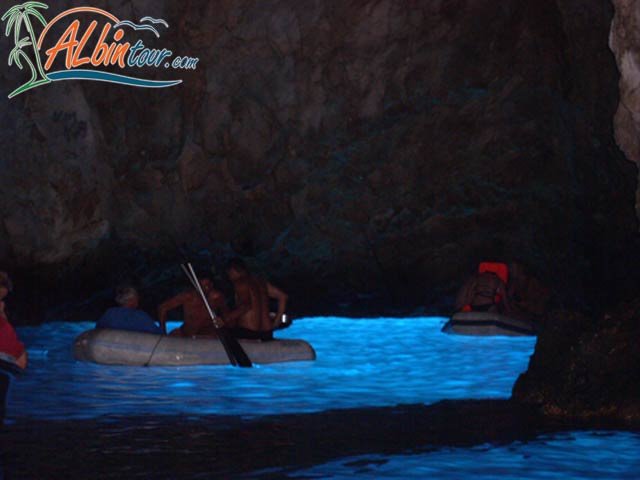 Tourist inside the Blue Cave by Albintour