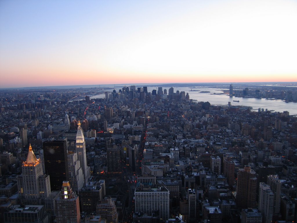 Downtown Manhattan at Dusk from Empire State by shuribear