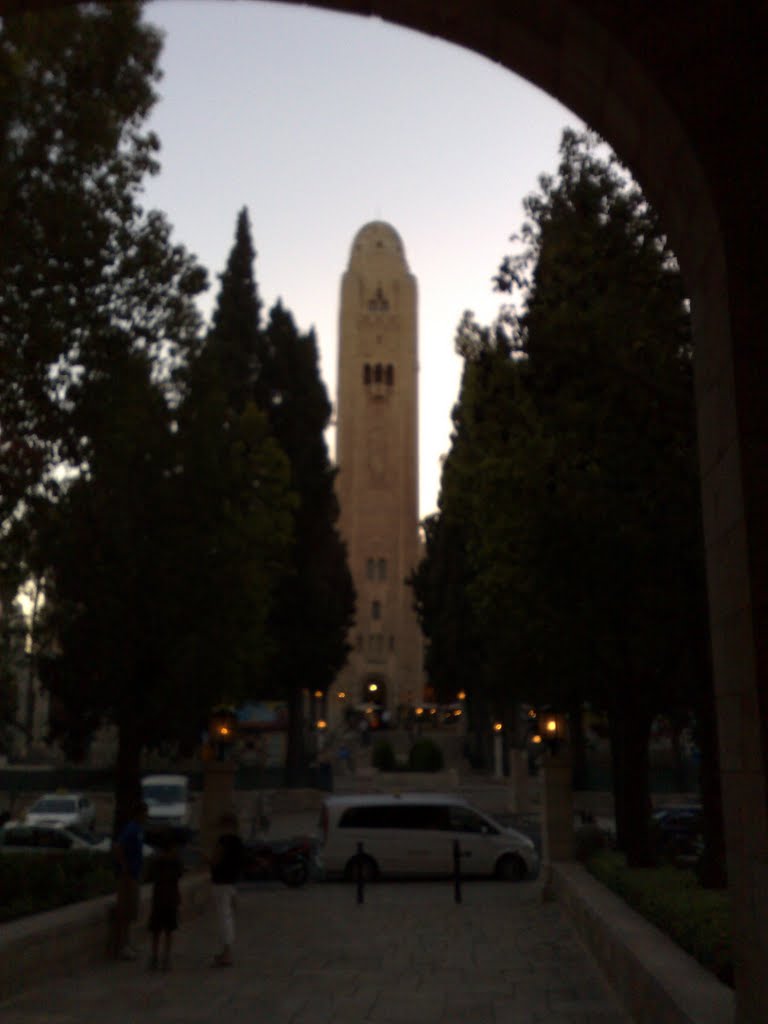 YMCA tower seen from the entrance of King David Hotel, Jerusalem; June 2008 by imklaber