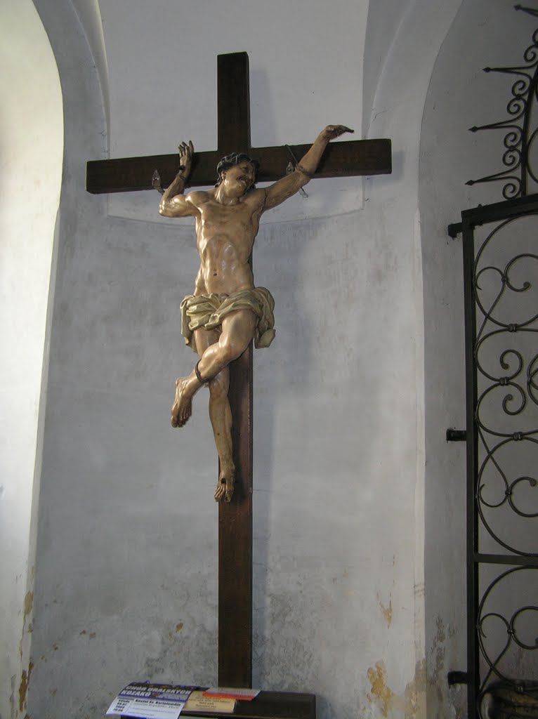 Christ with only one hand pinned to the cross - Maria Ascension church by Willem Nabuurs