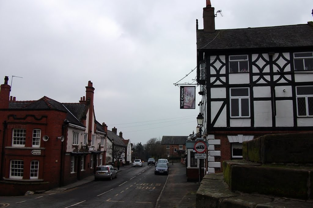 Looking down Old Hall Street past the Crown, Malpas by Bigdutchman