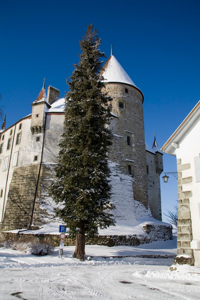 Chateau Oron les murs en hiver by andre.locher