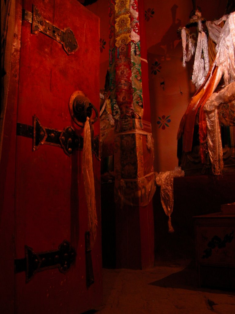 Entrance door to a tomb at Ganden Monastery by Philipp Gaertner