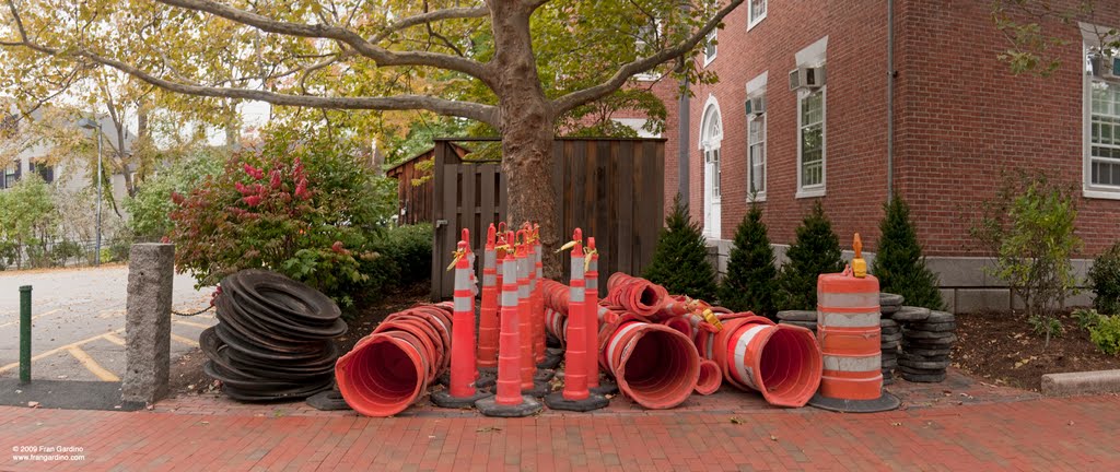 Orange Barricades on "Head of the Charles" Day by Fran Gardino