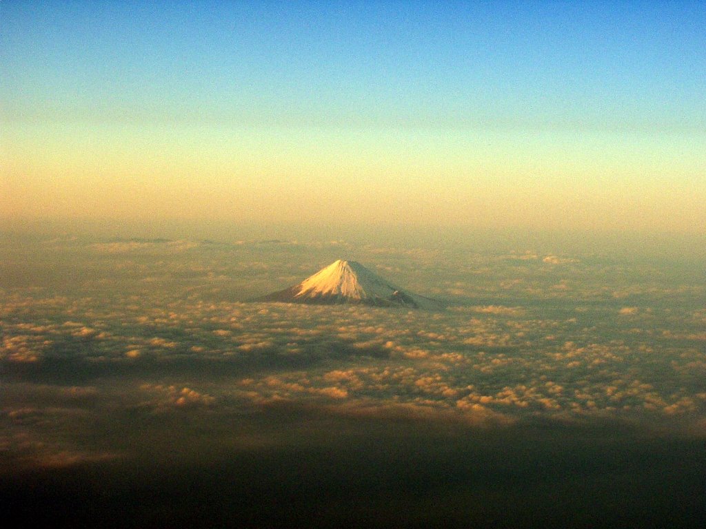 Mt. Fuji from an airplane window by Jim Mansfield