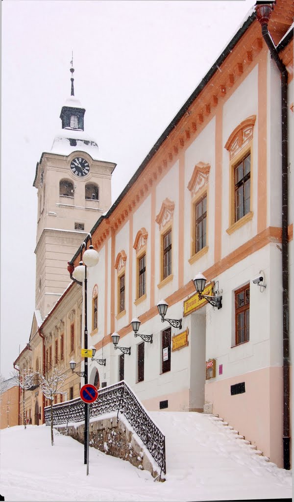 Gelnica. The old town-house (the Mining museum) and the hotel. by Lesna_T