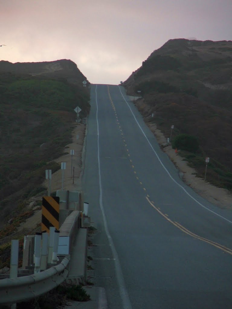 Looking Up Pacific Coast Highway Near Scott Creek Beach 8-24-2009 by Kyle Stephen Smith