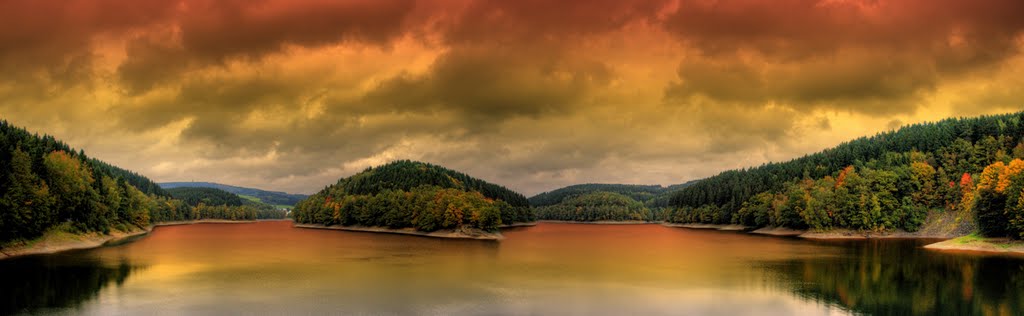 Aggertalsperre im Abendrot by Günter & Liane Nagel