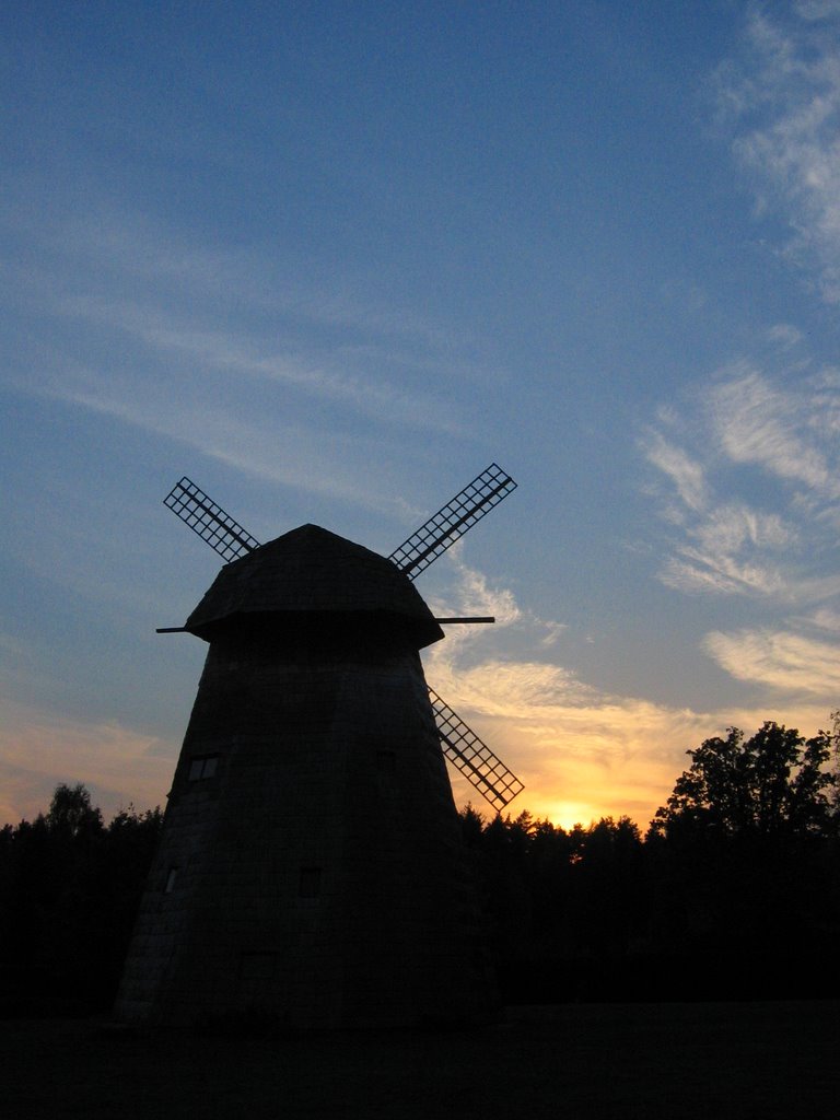 Windmill sunset, Karilatsi, Põlvamaa, Estonia by Andres Piir