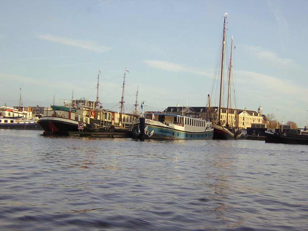 Boats on the IJ by Gerrit Numan