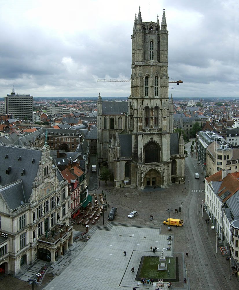 Saint Bavo Cathedral, from the belfry (4 pic stitch) by mottoth