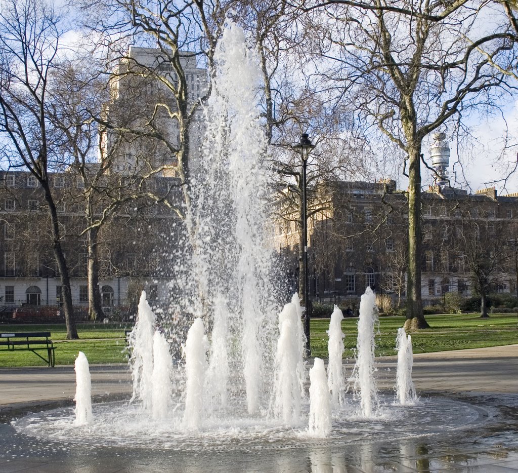 Fountain in Bloomsbury Square Gardens by dotsndots