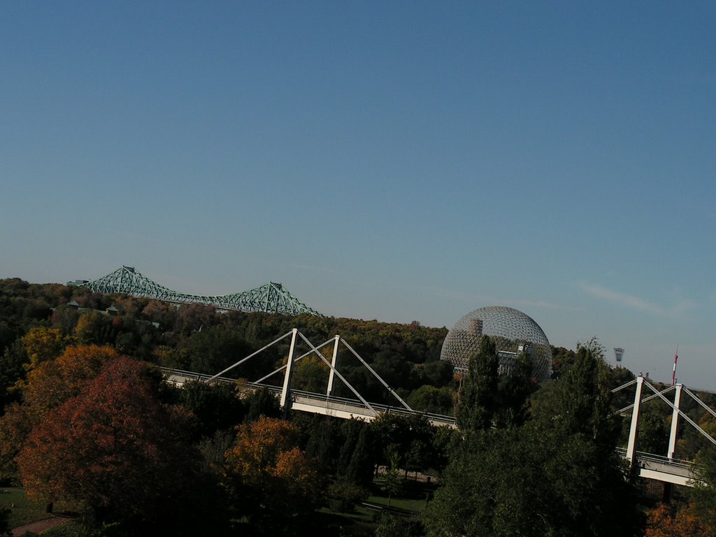 Jaques-Cartier bridge and Biosphere from Casino de Montreal by Michaël Giguère