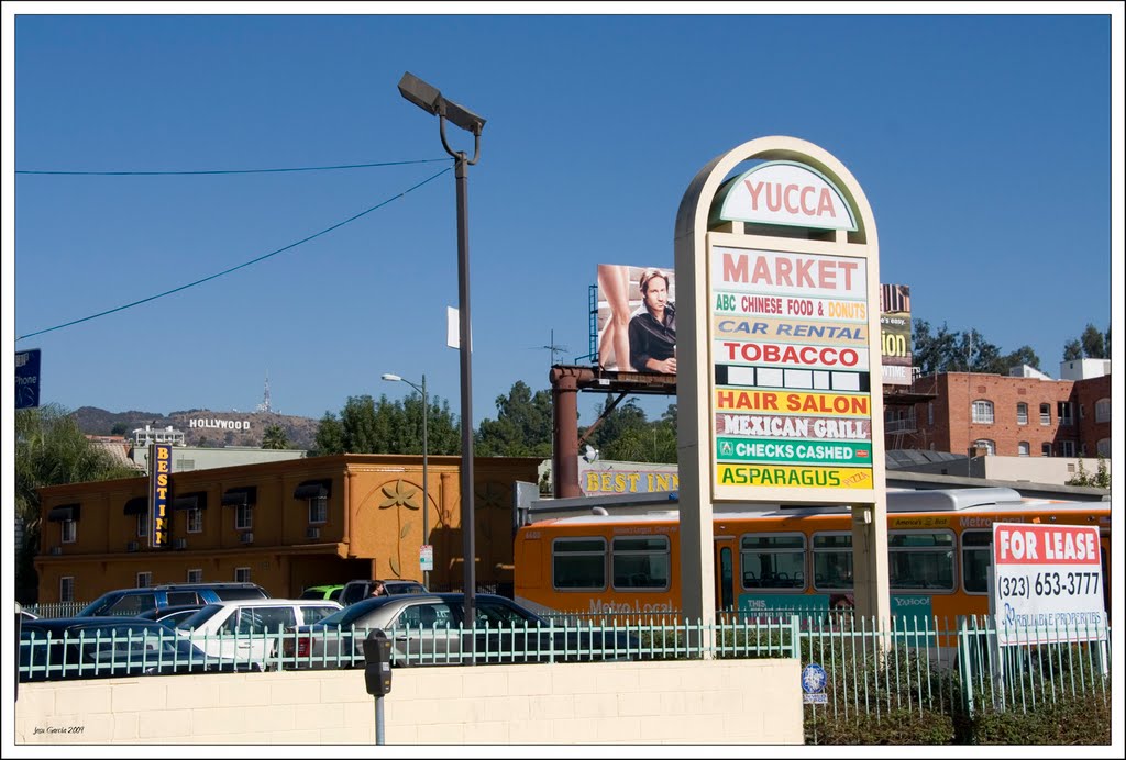 Yucca st with Hollywood sign by Jesu García