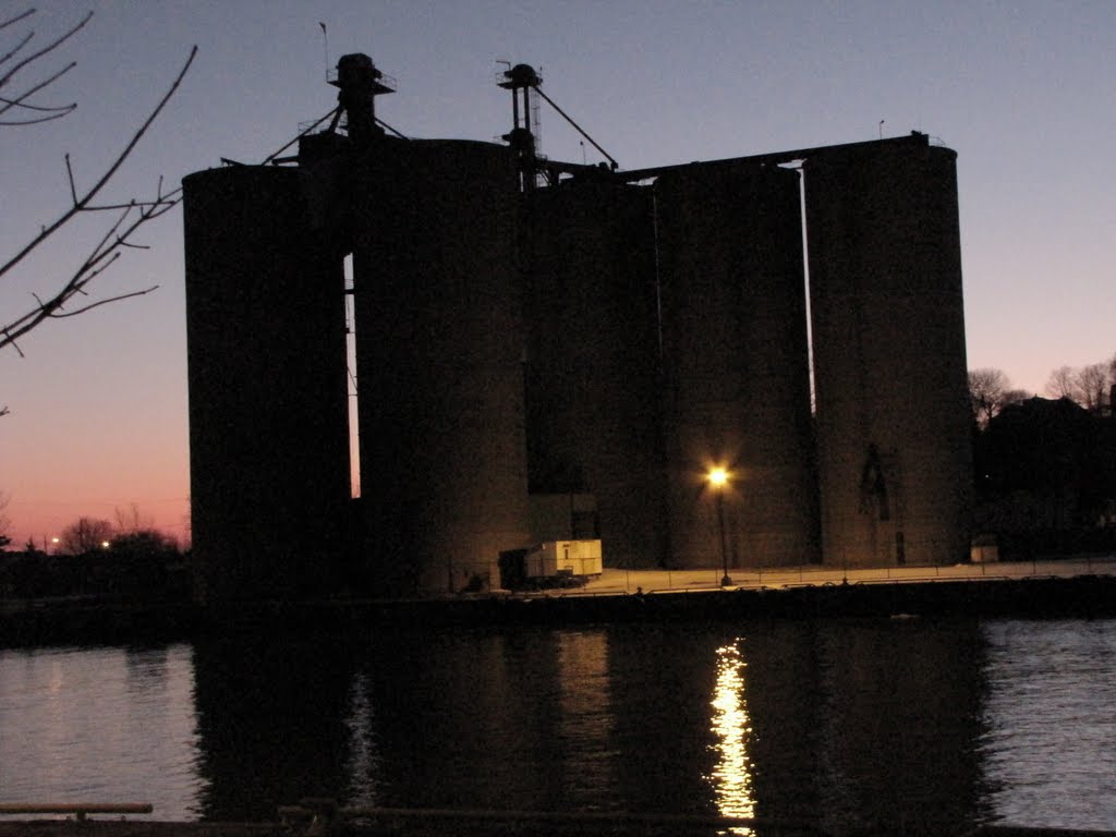 Grain towers, Port Stanley. by P.A. Toner