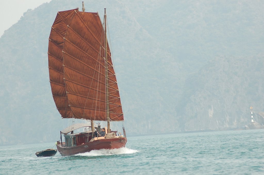 Jonque sur la baie d'Halong by Charles Carrard