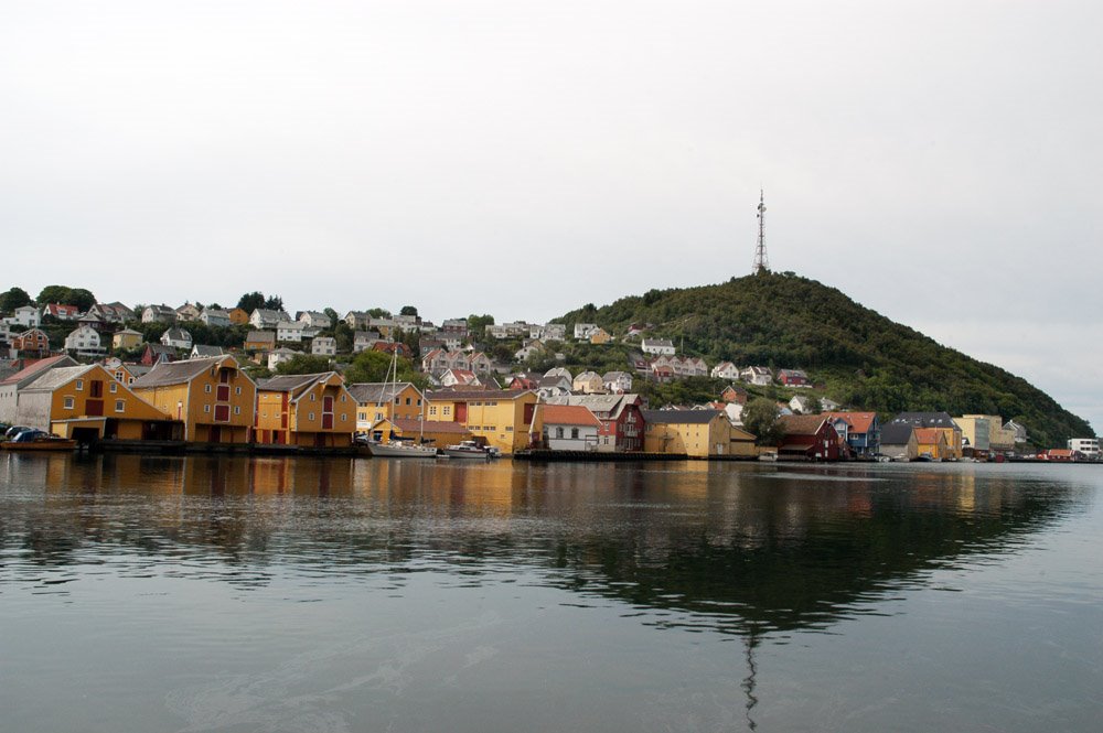 Egersund harbour and Varberg mountain by Erling Svensen