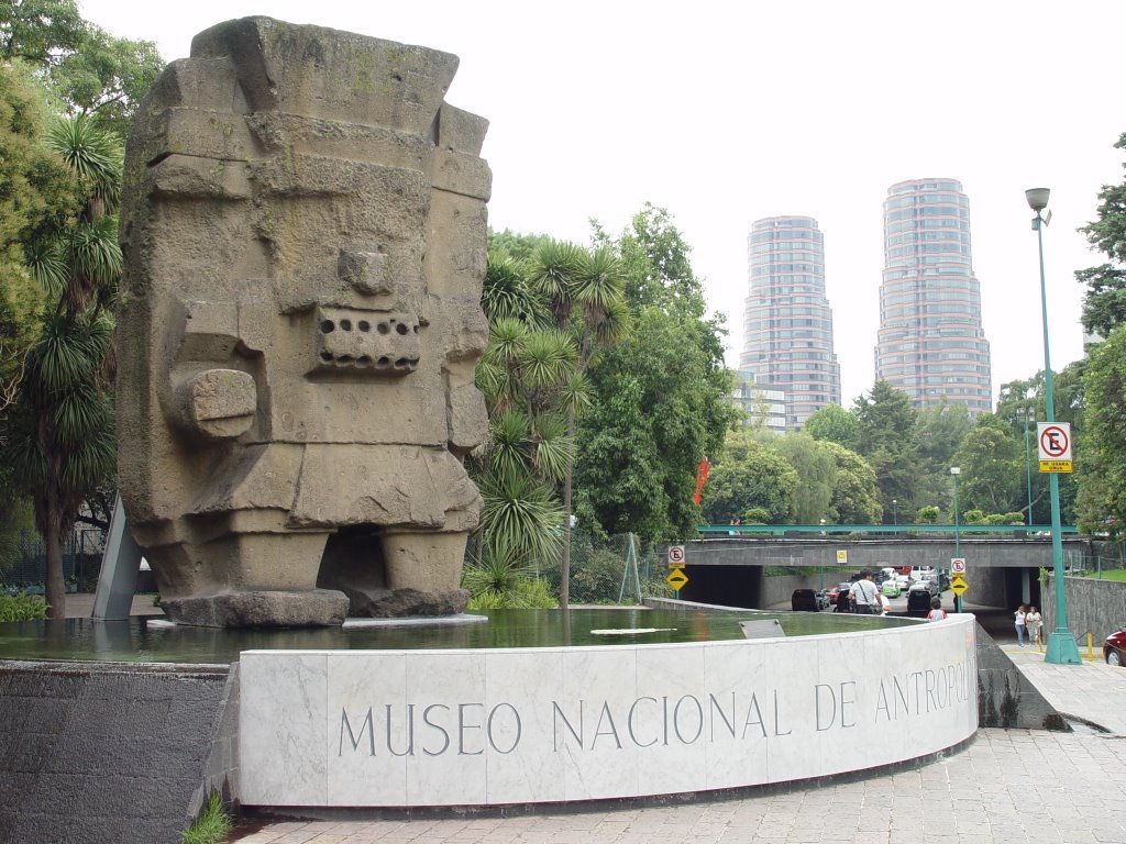 Tlaloc Sculpture and Cesar Pelli's Towers (México City) by Arturo Paredes S.