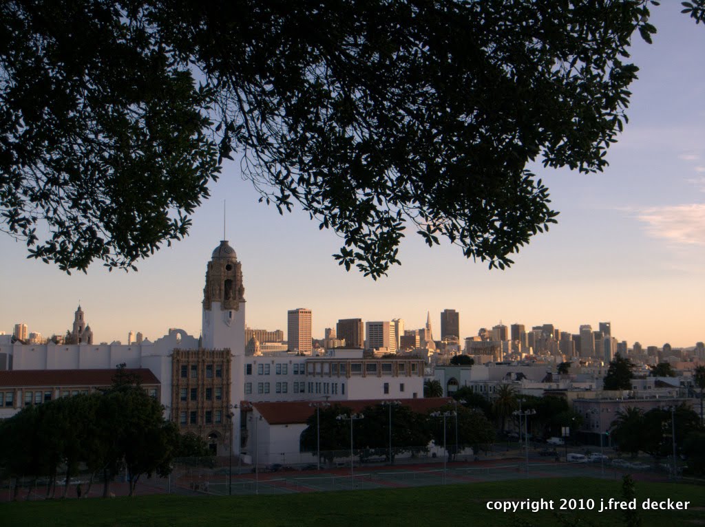 Mission High School and SF Skyline from Dolores Park by jfreddd