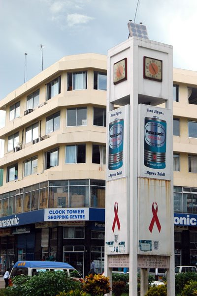 Clock Tower with AIDS ribbons, Samora Avenue by tanzanianboy