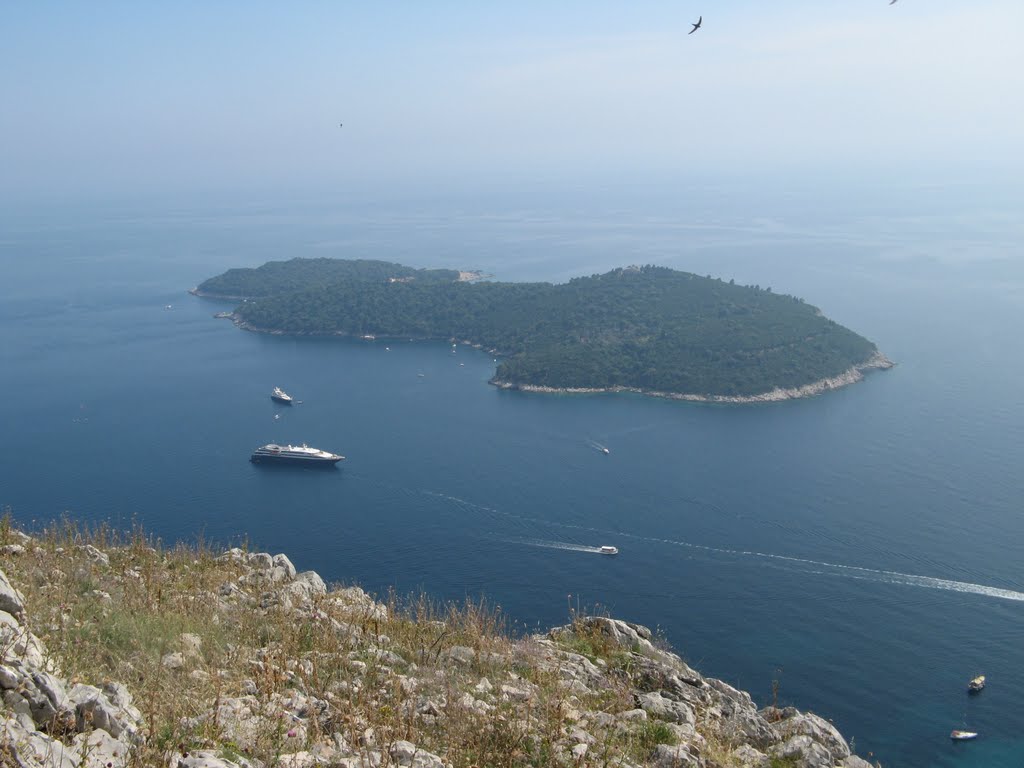 Lokrum Island from high above Dubrovnik by alfaetrin