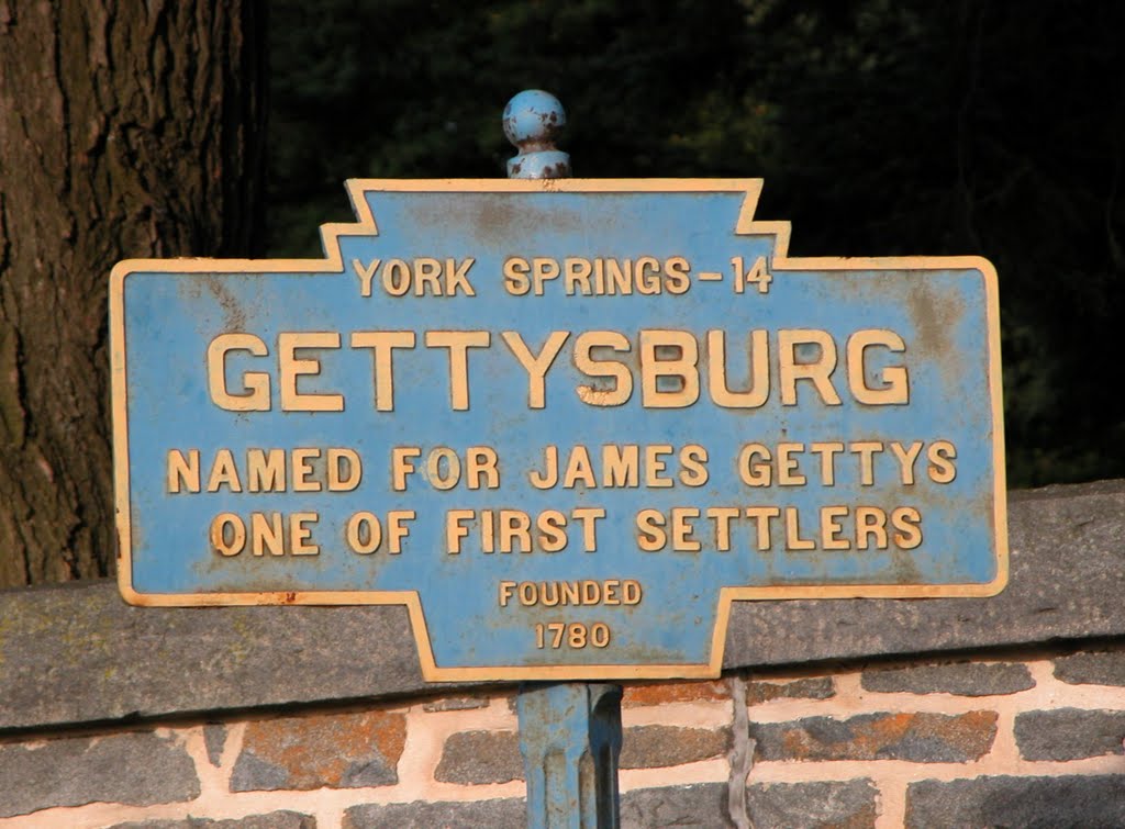 Gettysburg Keystone Marker, Entering Gettysburg from the South on Taneytown Road by Seven Stars