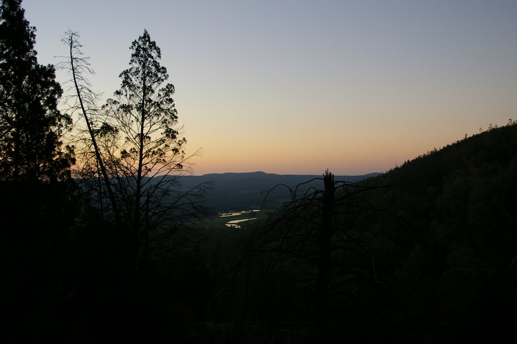 Looking out over to Woolshed Falls, from The Cascades, Beechworth. by Peter Neaum